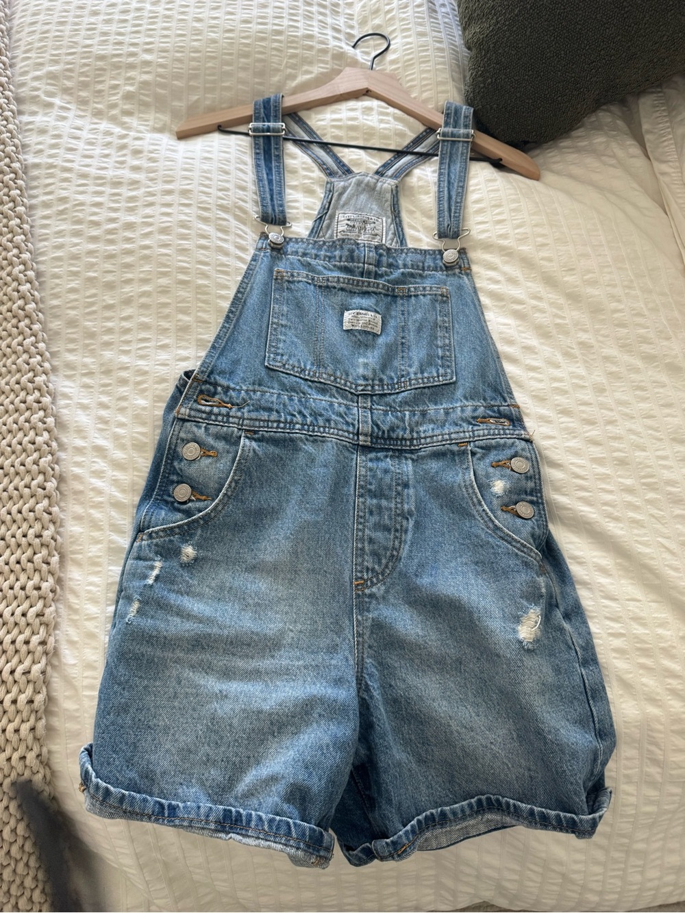 Levi's Light Blue Denim Short Overalls